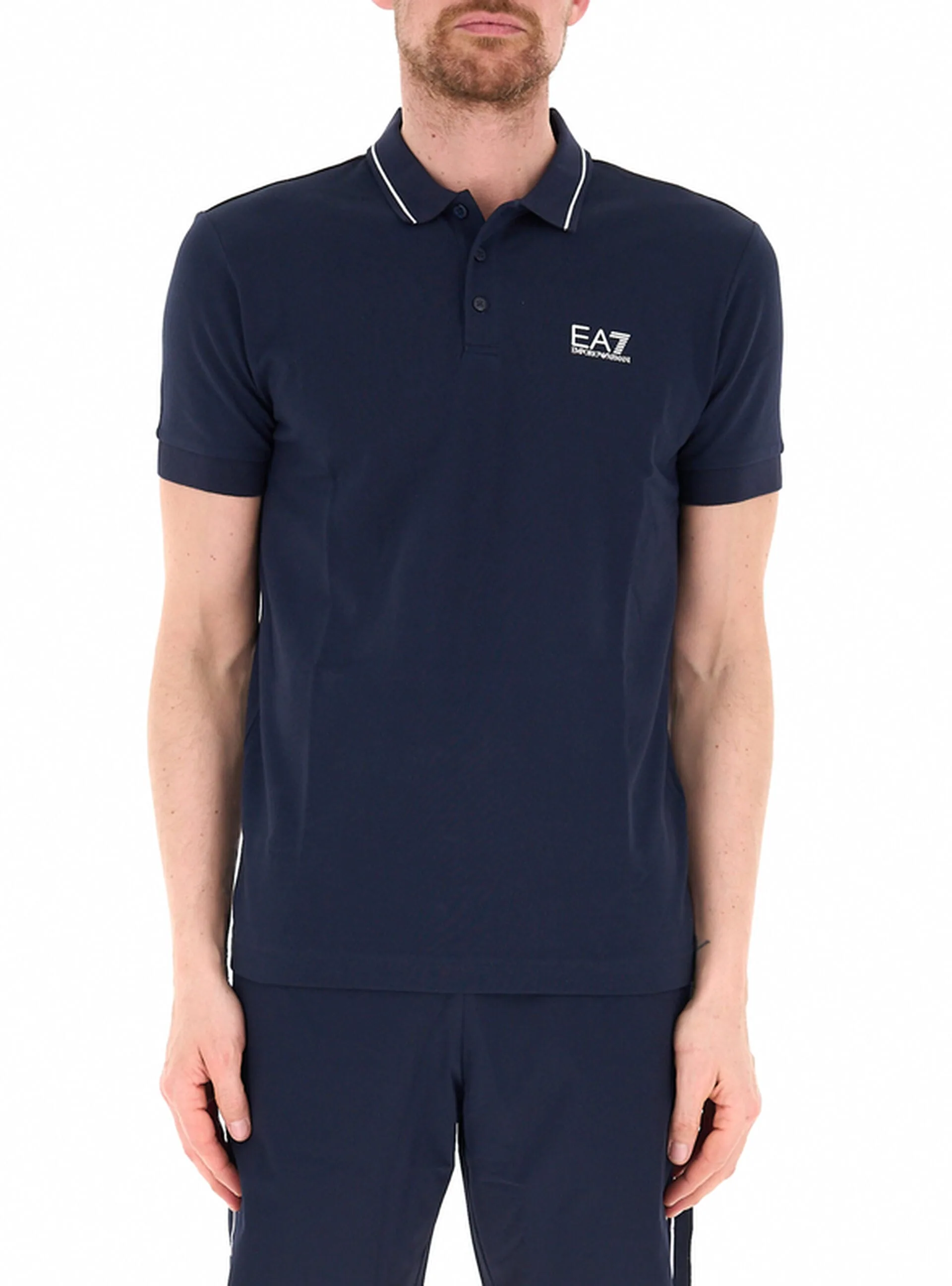 Polo in cotone BLU NAVY L - EA7 EMPORIO ARMANI - FashionsVida