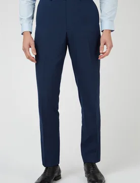 Mens Slim Fit Suit Trousers In Navy - Size 38 Long - Limehaus - FashionsVida