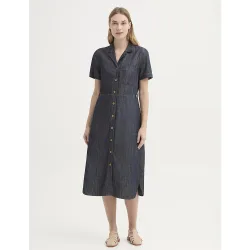Vestido midi con cuello camisero y manga corta