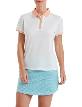 Polo Cap Sleeve, weiss/pfirsich xs - FootJoy - FashionsVida