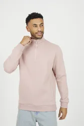 Mens Pink Funnel Neck 1/4 Zip Sweatshirt - Size 2xl