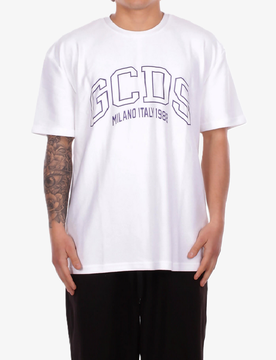 GCDS t-shirt con logo uomo bianco