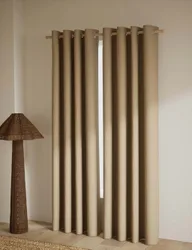 Basketweave Eyelet Curtains Dark Taupe