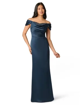 Women's Layered Bodice Gown in Navy Size: 6 - Navy - Size: 6 - Adrianna Papell - FashionsVida