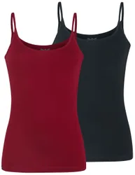 Top für Damen schwarz/bordeaux "Doppelpack Tops mit dünnen Trägern" von - Frauen - female