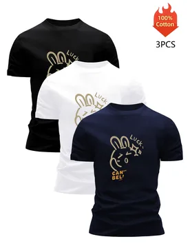Printed T-Shirt 3 Pack Men's 100% Cotton Graphic Tees Funny Summer Blouse Casual Breathable Cool Luxury High Quality Clothing - Aliexpress - FashionsVida