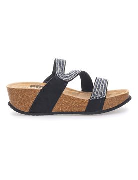 Ciabatte nere con zeppa e strass 12503 37