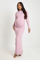 Womens Maternity Ruched Side Detail Maxi Dress - Purple - Size 18 Uk