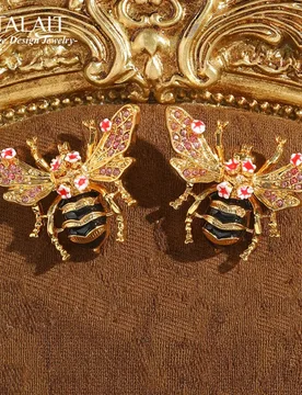 Vintage Enamel Drip Oil Bee Earrings Moth Pink Flower Antique Gold Color Luxury Brand Jewelry Valentine Day Gift 2026 New Trendy - Aliexpress - FashionsVida