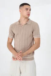 Short Sleeve Mens Open Collar Polo Shirt