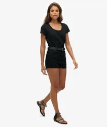 Superdry Damen Abgeschnittene Ruby Shorts Schwarz - Größe: 35