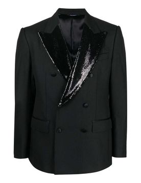 Blazer doppiopetto con revers in paillettes