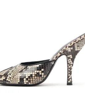 Arden Furtado Summer Snake pattern Open toe Slippers Round toe pull-on Super high heel Peep toe slippers Outdoor wear Mules - Aliexpress - FashionsVida