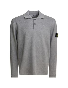 Ribbed Collar Two-Button Henley with Contrast Knit Band