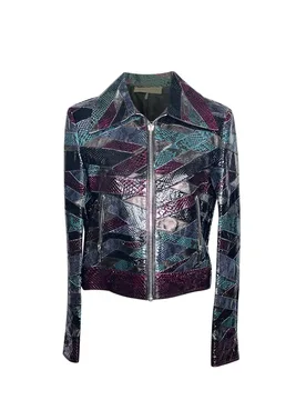 Python & Calf Leather Multicoloured Patchwork Jacket - Emilio Pucci - FashionsVida