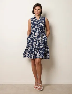 Sleeveless Shirt Dress - M / NAVY - female - Blue Vanilla - FashionsVida