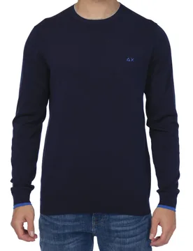 Round Neck Double Rib Giro Doppio Bordino K33105 07 NAVY - Sun68 - FashionsVida