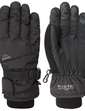 Childrens Unisex Childrens/kids Ergon Ii Ski Gloves - Black - Size 2-3y - Trespass - FashionsVida