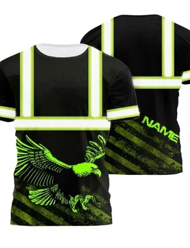 Customized Name Reflective T Shirt For Men Summer Loose Sety Workwear Round Neck Short Sleeve Tees American Flag Printed Tops - Aliexpress - FashionsVida