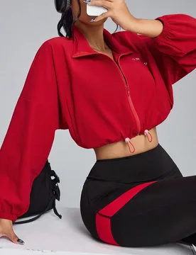 Chaqueta deportiva holgada para mujer, ropa de entrenamiento con cremallera corta, adecuada para diversas ocasiones como correr a diario, ejercicio ca - Shein - FashionsVida