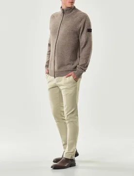 Pantalone chino Levanto color gesso in fustagno di cotone stretch - Powell - FashionsVida