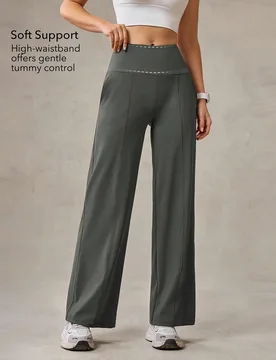 Pantalones deportivos para mujer, informales, de yoga, de primavera y verano, de tacto suave y transpirables, de cintura alta y piernas rectas, de uni - Shein - FashionsVida