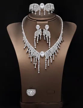 HIBRIDE New sliver color Exquisite tassel necklace Earrings Bracelet Women's Dress Decoration Jewelry Wedding Ball Gift S-1026 - Aliexpress - FashionsVida