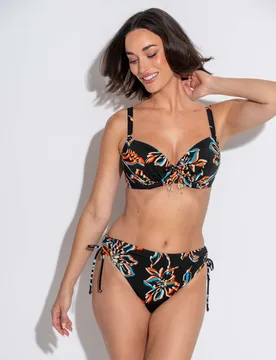 Madrid Wired Padded Plunge Bikini Top Black Mix female - Pour Moi - FashionsVida