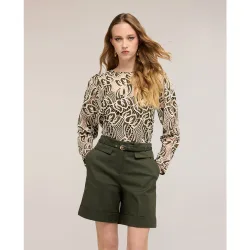 Blusa de mujer de bordado inglés ajuste regular escote redondo con motivo de gota en la parte posterior