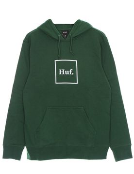 Felpa Cappuccio Uomo Box Logo Dark Green