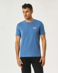 T-shirt celeste mezza manica in jersey di cotone stretch