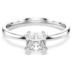 Anello Attract, Taglio squadrato, Bianco, Placcato rodio 55