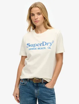 Superdry Damen Locker Geschnittenes Venue Metallic T-shirt White - Größe: 34 - 39.99 - FashionsVida