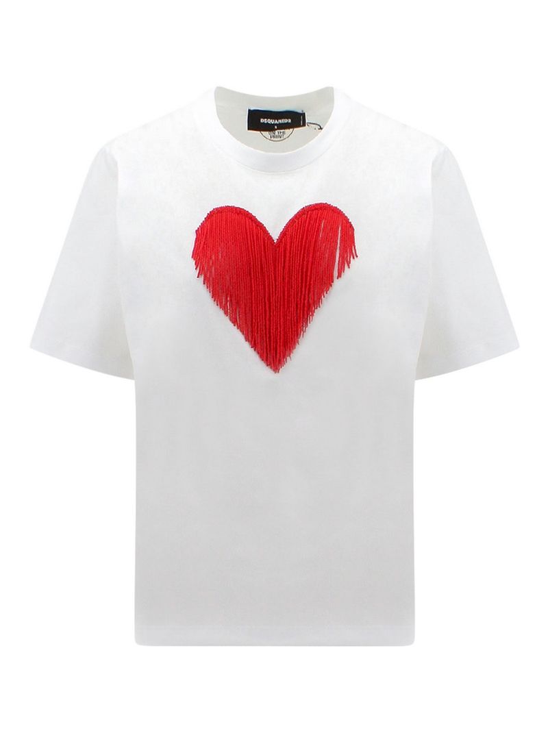 T-shirt in cotone con dettaglio microperline