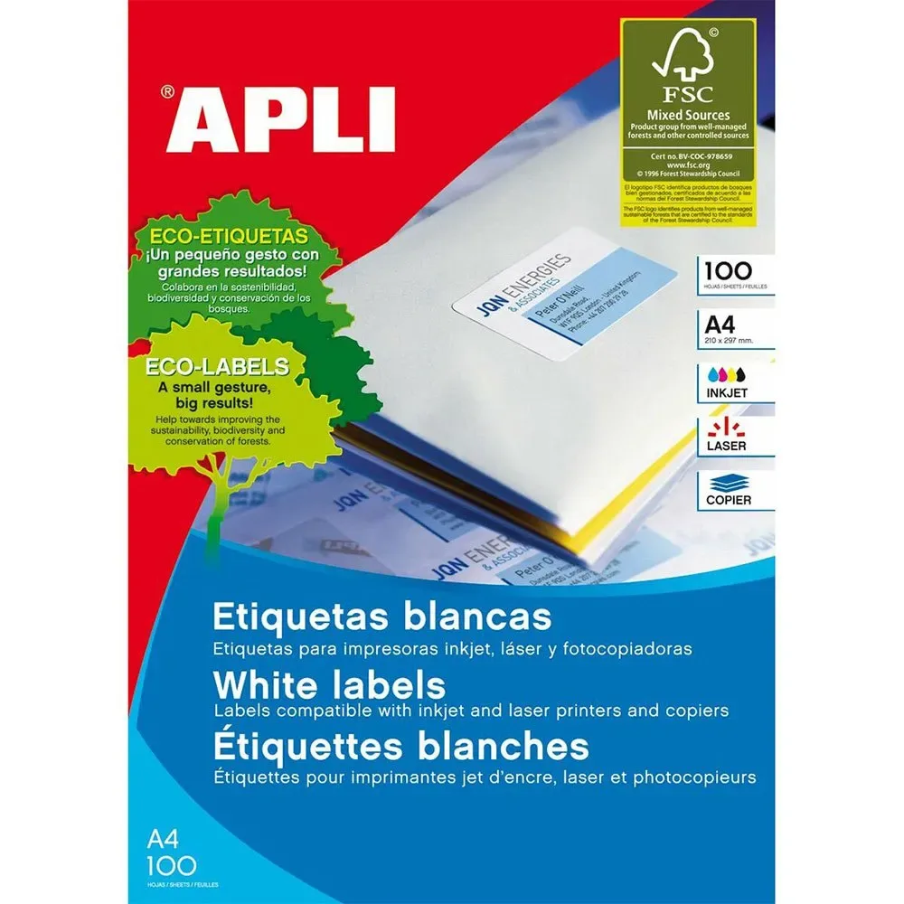 Étiquette Multi-usages 1275 Boîtes 105x40 Mm White One Size unisex - Apli - FashionsVida