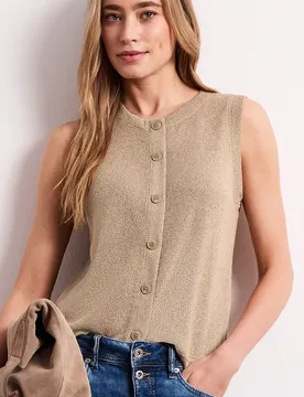 Weste im Strick-Look mit Glitzer female Beige