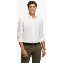 Camisa regular fit de lino de hombre