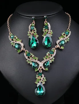 New Exaggeration Multi Crystal Jewelry SetS for Women Elegant Peacock Necklace Earrings Perfect for Weddings Bridal Accessories - Aliexpress - FashionsVida