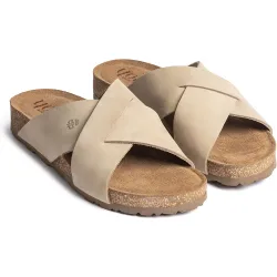 Sandalias planas de mujer de piel