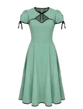 Rockabilly Kleid knielang - Casey Dress - XS bis 4XL - für Damen - Größe 4XL - grün/schwarz - Frauen - female - Hell Bunny - FashionsVida