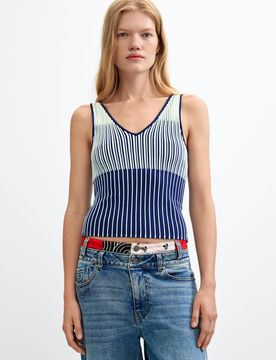 Top Punto sin mangas, Mujer, Azul, XS