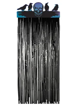Skelett-Vorhang Boneshine Fever Partydeko schwarz-blau 2,30x1m - RIETHMULLER - FashionsVida