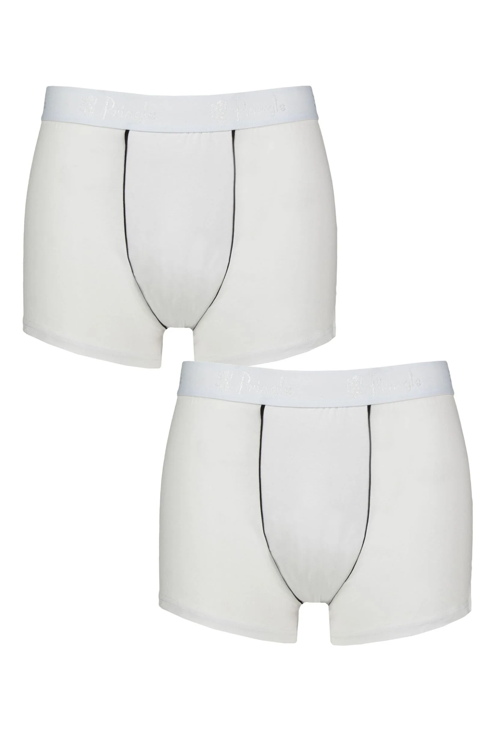 Mens 2 Pack Combed Cotton Trunks White M - White - Size: Medium - Pringle - FashionsVida
