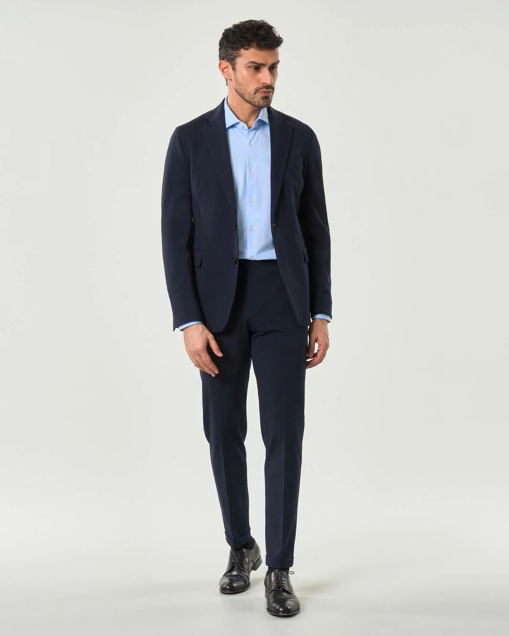 Abito blu in jersey di cotone stretch - Paul Baker - FashionsVida