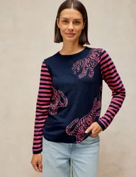 Pure Cotton Printed T-Shirt Navy Mix female