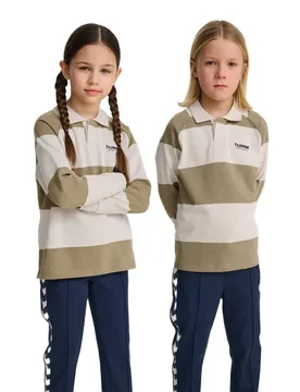 Polo A Maniche Lunghe Loose Striped Cornstalk 158-164 cm - Hummel - FashionsVida