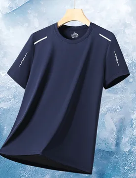 Camiseta de secado rápido para mujer, camiseta de seda de hielo con cuello redondo y manga corta, camiseta deportiva de secado rápido y absorbente d - Shein - FashionsVida