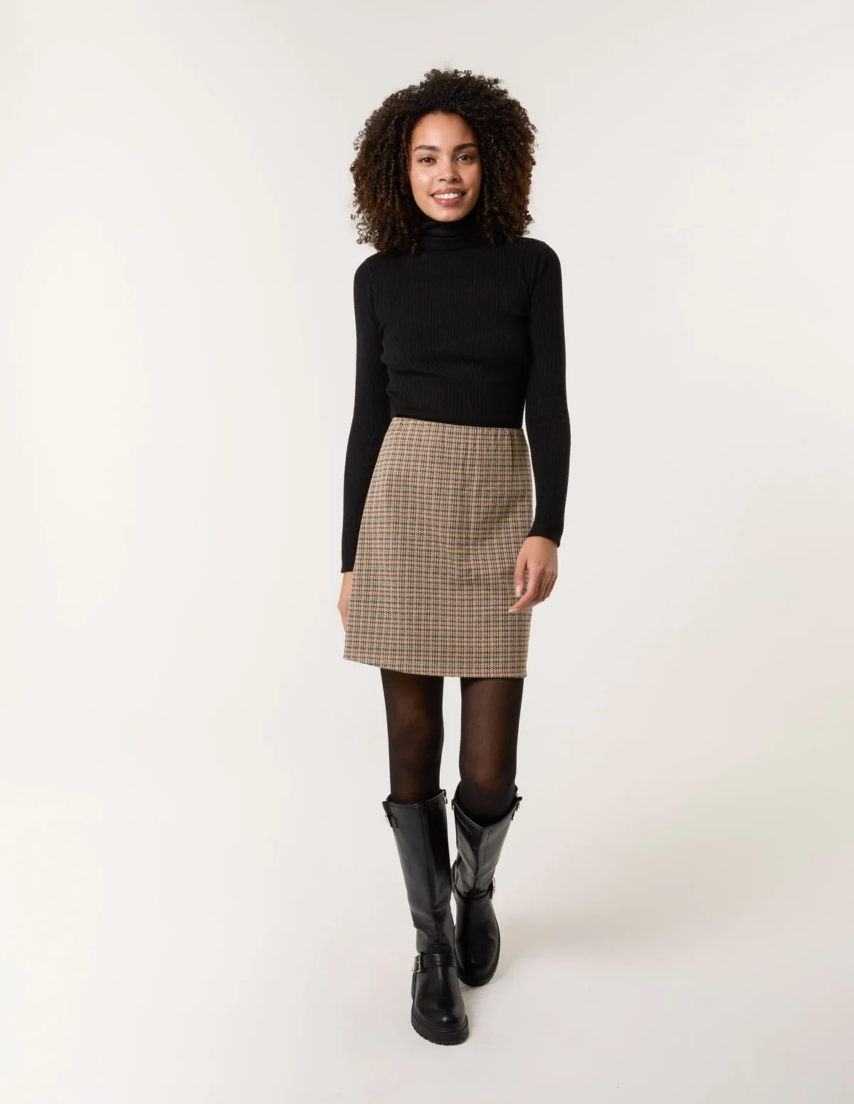Check Mini Skirt - XL / BROWN - female - Blue Vanilla - FashionsVida