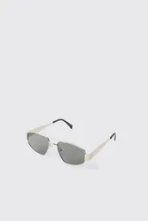 Herren Silberne Flieger-Sonnenbrille Aus Metall Mit Getönten Gläsern Silver