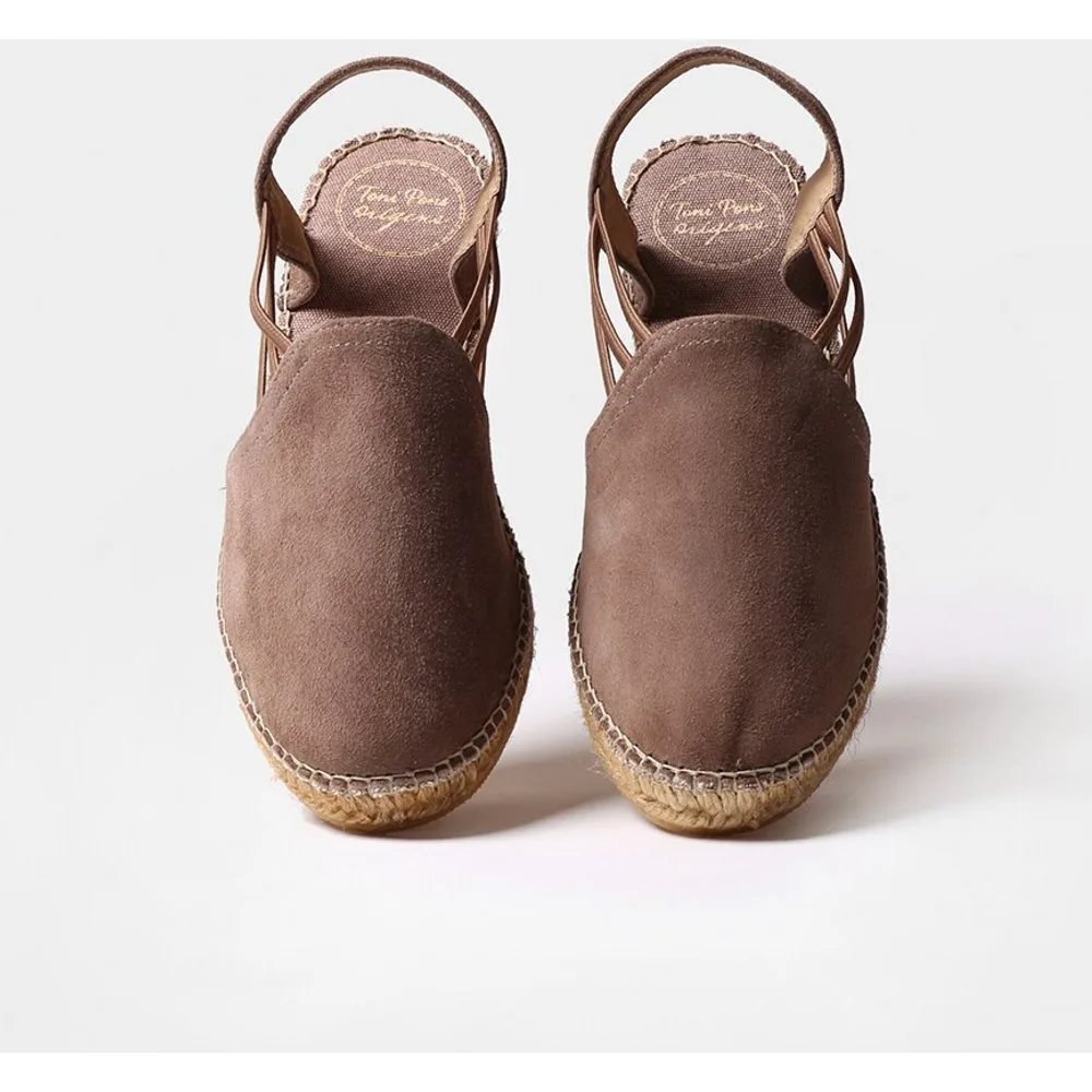 Alpargatas de cuña de mujer de ante con elásticos - Toni Pons - FashionsVida